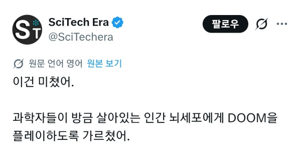 인간 뇌세포로 만든 컴퓨터로 한 일
