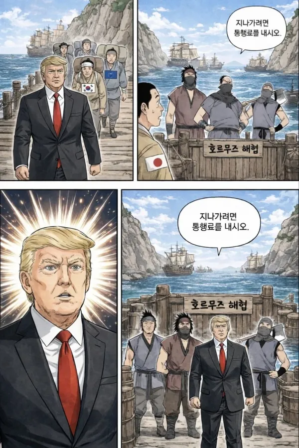 현재 호르무즈 해협 상황 4컷 만화